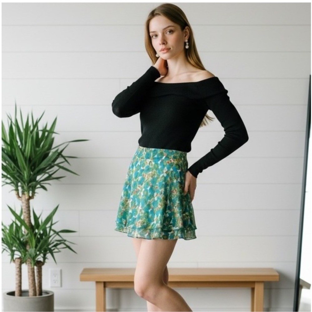 LOFT Trulli Skirt green and blue NWT size 4